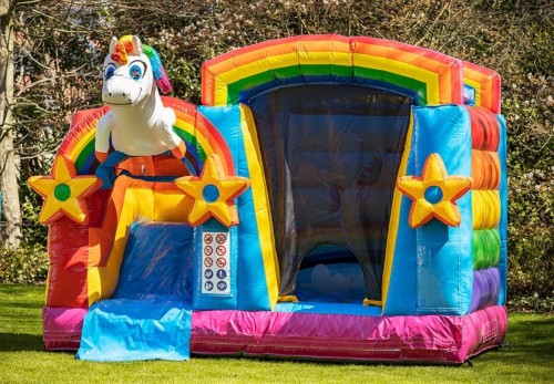 Springkussen Mini Unicorn met glijbaan